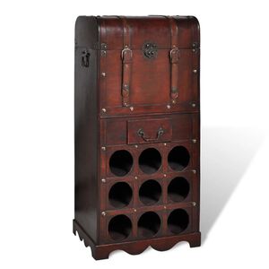 vidaXL Holz-Flaschenregal f&uuml;r 9 Flaschen mit Aufbewahrungstruhe