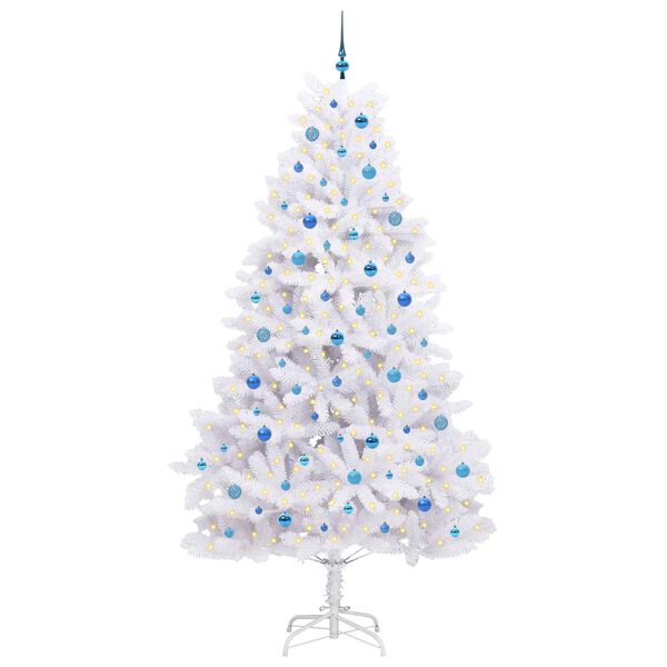vidaXL K&uuml;nstlicher klappbarer Weihnachtsbaum Wei&szlig; 240 cm PVC und Stahl