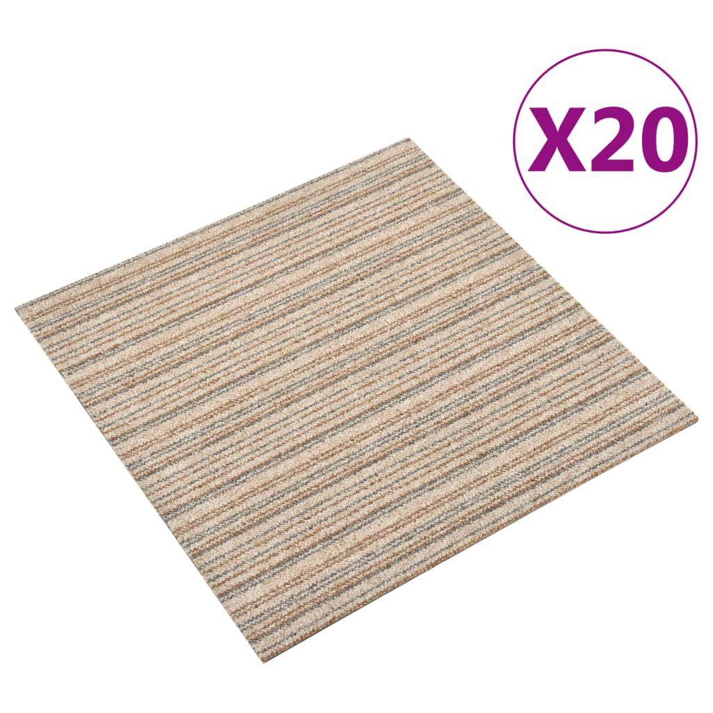 VidaXL 20 Stück Teppichfliesen Grau – Je 50x50 Cm, 5 M² Gesamtfläche, Rutschfest, Für Fußbodenheizung Geeignet