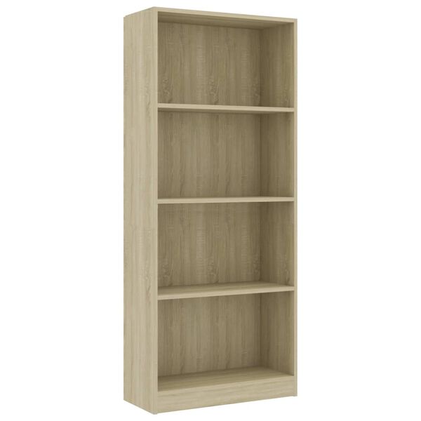vidaXL B&uuml;cherregal 4 F&auml;cher Sonoma-Eiche 60x24x142 cm Holzwerkstoff