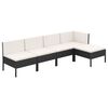vidaXL 5-tlg. Garten-Lounge-Set mit Auflagen Poly Rattan Schwarz