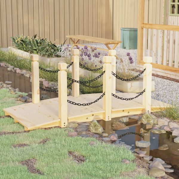 vidaXL Gartenbr&uuml;cke mit Kettengel&auml;nder 150x67x56 cm Massivholz Fichte