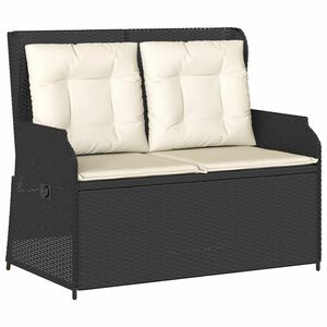 vidaXL Gartenbank Verstellbar mit Kissen Schwarz Poly Rattan