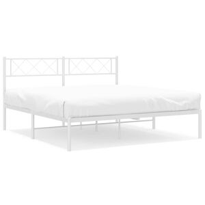 vidaXL Bettgestell mit Kopfteil Metall Wei&szlig; 135x190 cm