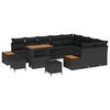 vidaXL Gartensofa-set 12 pcs Schwarz Poly-Rattan