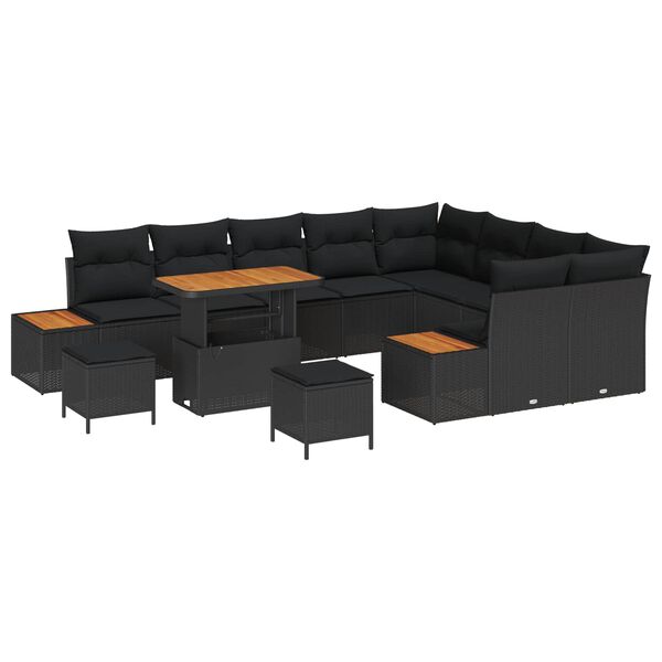 vidaXL Gartensofa-set 12 pcs Schwarz Poly-Rattan