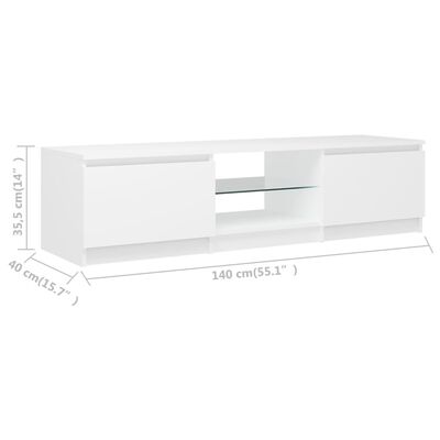vidaXL TV-Schrank mit LED-Leuchten Weiß 140x40x35,5 cm