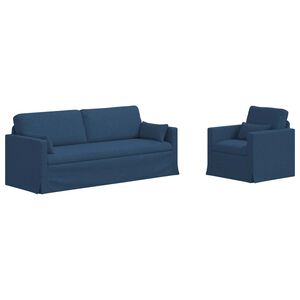 vidaXL Sofa Set 2 stk. Blau Stoff