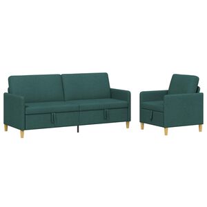 vidaXL Sofa Set mit Stauraum 2 stk. Dunkelgr&uuml;n Polyester