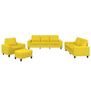 vidaXL 4-tlg. Sofagarnitur Hellgelb Stoff
