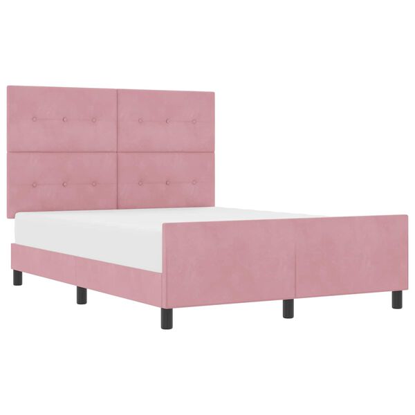 vidaXL Boxspringbett mit Kopfteil Rosa 140 x 190 cm Samt