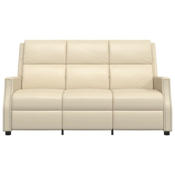 vidaXL 3-Sitzer Massagesessel Creme Kunstleder