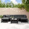 vidaXL 7-tlg. Garten-Lounge-Set mit Kissen Schwarz Massivholz