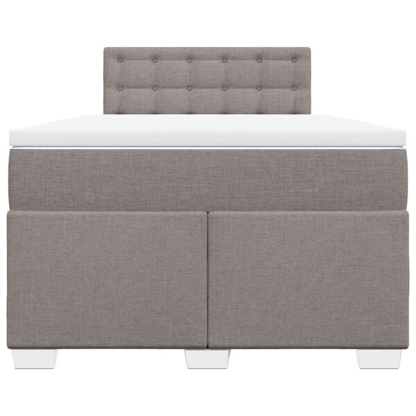 vidaXL Boxspringbett mit Matratze Taupe 120x200 cm Stoff