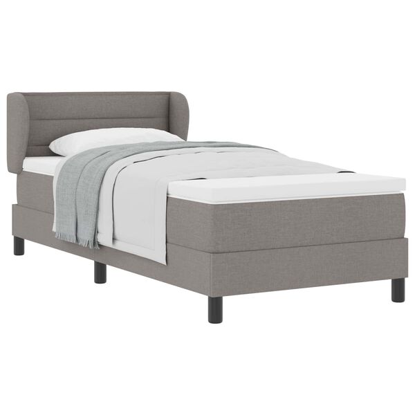 vidaXL Boxspringbett mit Matratze mit Kopfteil Taupe 90 x 200 cm Stoff