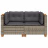 vidaXL Garten-Ecksofas mit Kissen 2 Stk. Grau Poly Rattan