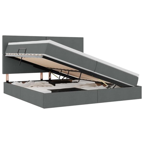vidaXL Aufbewahrungsbett mit Matratze Dunkelgrau 200 x 200 cm