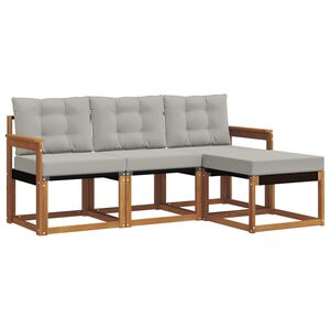 vidaXL Outdoor-Sofagarnitur mit Kissen 4 pcs Nat&uuml;rlich und Hellgrau