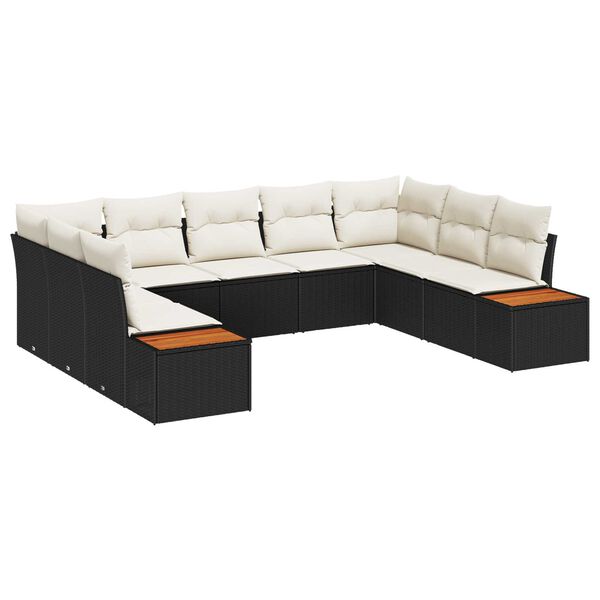 vidaXL Gartensofa-set mit Kissen 5 pcs Schwarz und Creme Polyrattan