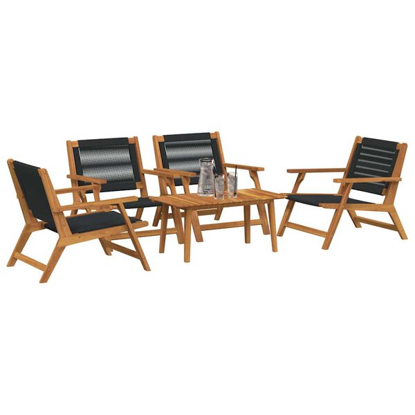 vidaXL Gartenst&uuml;hle mit Tisch 5 pcs Schwarz Massivholz Akazie