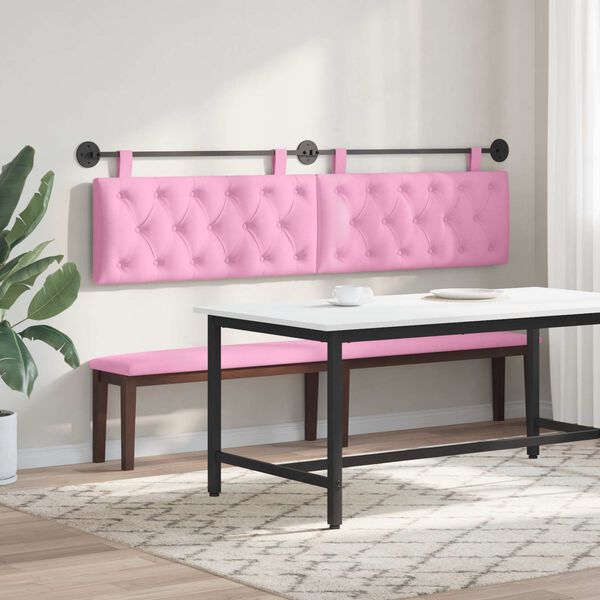 vidaXL H&auml;ngevorderseite Wandmontiert Rosa 210 x 55 x 7 cm Stoff