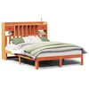 vidaXL Massivholzbett mit Regal ohne Matratze Wachsbraun 140x200 cm