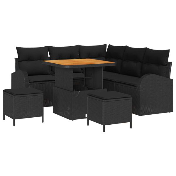 vidaXL Gartensofa-set mit Kissen 8 pcs Schwarz Poly-Rattan