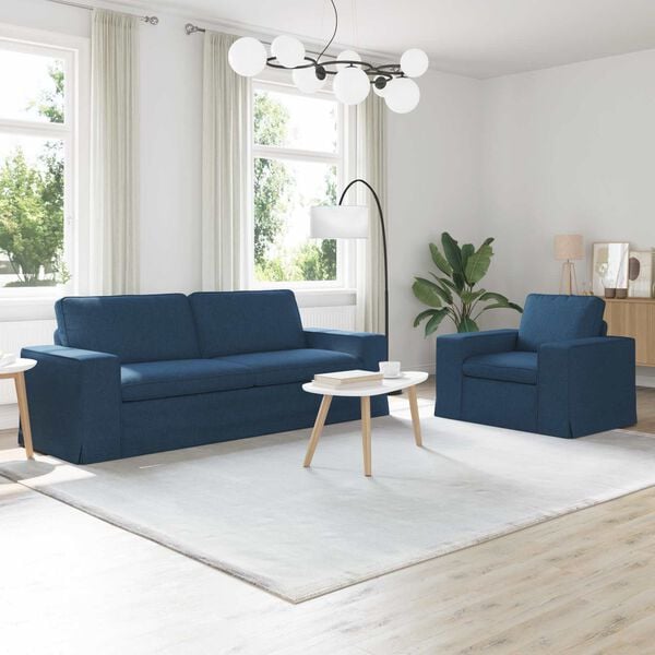 vidaXL Sofa 2 pcs Blau 182 x 80 x 82 cm Stoff