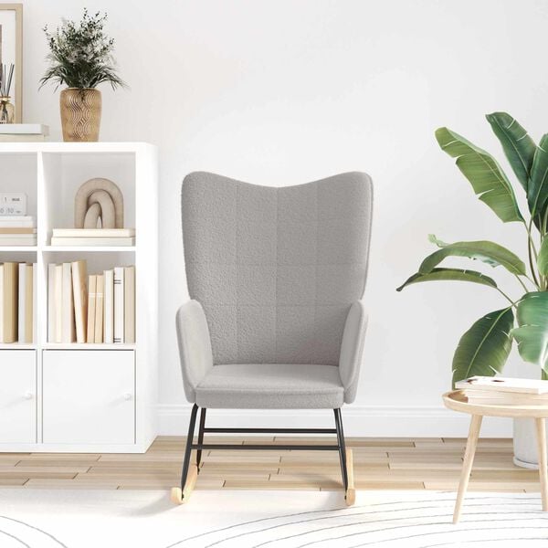 vidaXL Schaukelstuhl Hellgrau Sherpa-Stoff