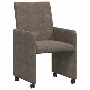vidaXL Esszimmerst&uuml;hle mit Rollen 2 stk. Kunstwildleder Dunkelgrau