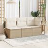 vidaXL Garten-Ecksofa mit Kissen Beige Poly Rattan