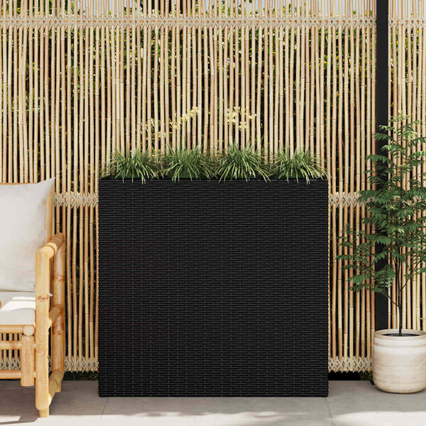 vidaXL Garten-Hochbeet mit 4 T&ouml;pfen Poly Rattan Schwarz