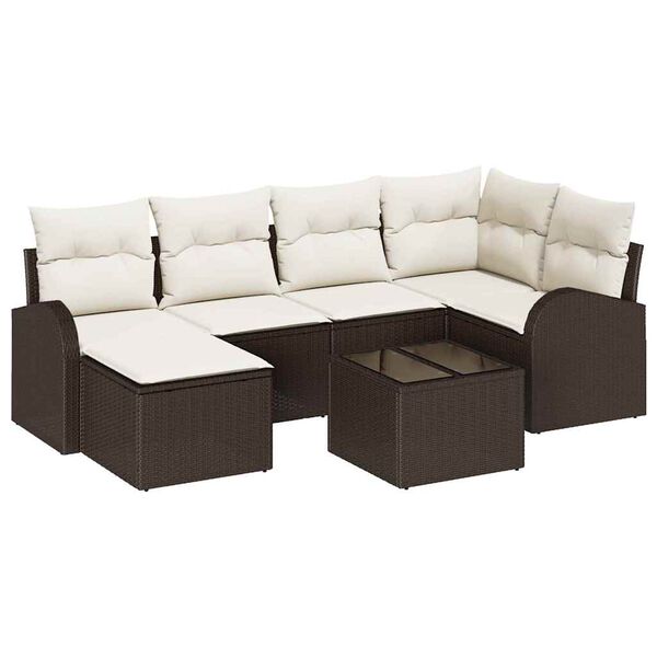 vidaXL Gartensofa-set 7 pcs Braun Poly-Rattan
