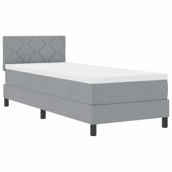 vidaXL Boxspringbett mit Matratze mit LED Hellgrau 80 x 200 cm Stoff