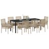 vidaXL Garten Essgruppe mit Kissen 9 pcs Beige Poly-Rattan