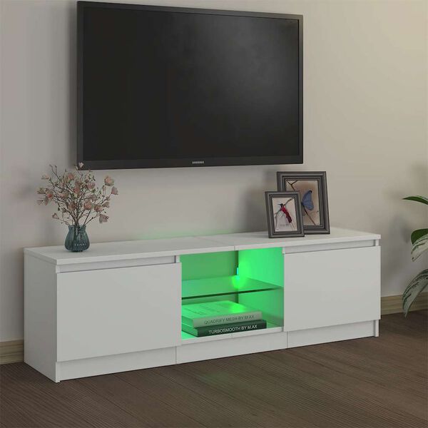 vidaXL TV-Schrank mit LED-Leuchten Wei&szlig; 120x30x36 cm