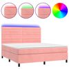 vidaXL Boxspringbett mit Matratze & LED Rosa 180x200 cm Samt