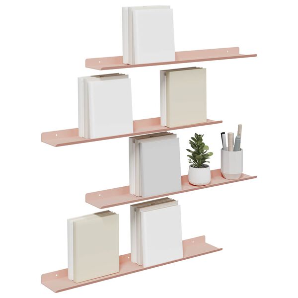 vidaXL Schwebendes Regal 4 pcs Rosa 60 x 8,5 x 2,5 cm Stahl