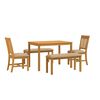 vidaXL Essgruppe 5 stk. Beige Massivholz Eiche