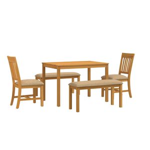 vidaXL Essgruppe 5 stk. Beige Massivholz Eiche