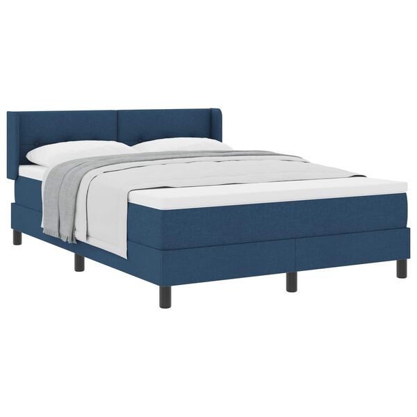 vidaXL Boxspringbett mit Matratze mit Kopfteil Blau 200 x 160 cm Stoff