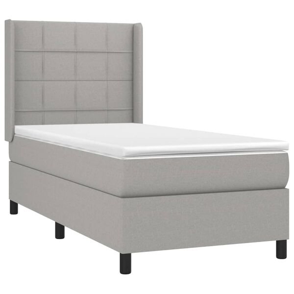 vidaXL Boxspringbett mit Matratze & LED Hellgrau 80x200 cm Stoff