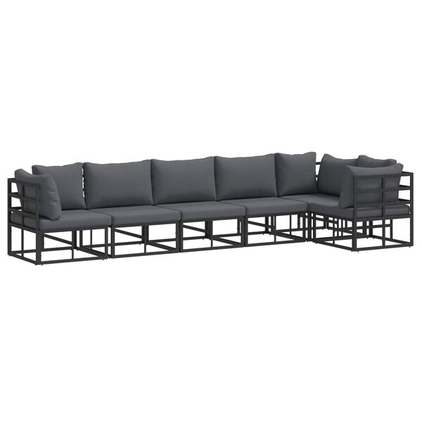 vidaXL Gartensofa-set mit Kissen 6 pcs Schwarz Aluminium
