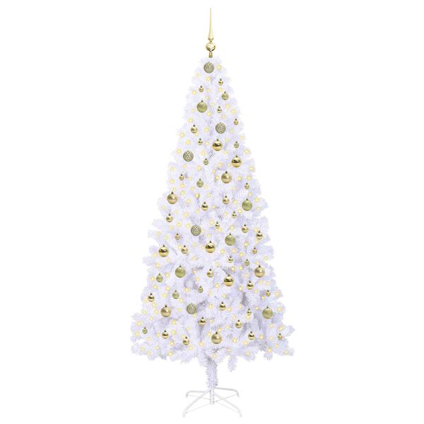 vidaXL K&uuml;nstlicher Weihnachtsbaum Wei&szlig; 210 cm PVC und Stahl