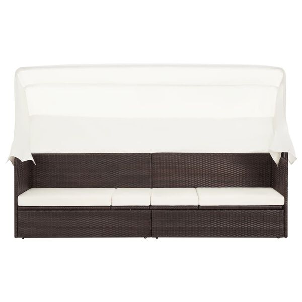 vidaXL Gartensofa mit Sonnendach Poly Rattan Braun