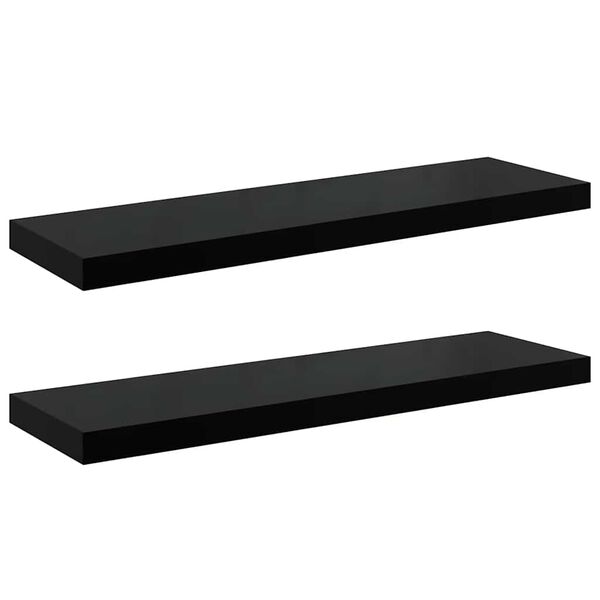 vidaXL Schweberegale 2 Stk. Hochglanz-Schwarz 80x23,5x3,8 cm MDF