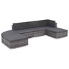 vidaXL 6-tlg. Garten-Lounge-Set mit Kissen Poly Rattan Grau