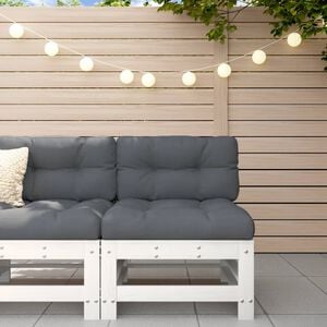 vidaXL Mittelsofa mit Kissen Wei&szlig; Massivholz Kiefer