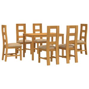 vidaXL Essgruppe 7 stk. Beige Massivholz Eiche