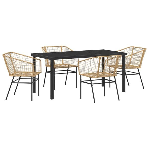 vidaXL Garten Essgruppe 5 pcs Braun Poly-Rattan